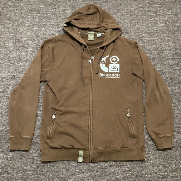 LRG Lifted Research Group Hoodie Mens M Brown Full Zip Pockets Grass Roots - Picture 1 of 13